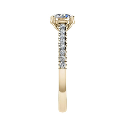 Round Yellow Gold Lab Grown Diamond Set Shoulders - Lester & Brown