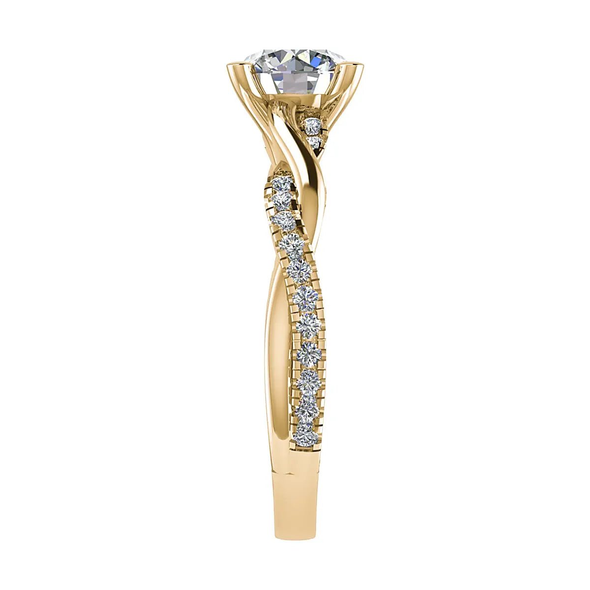 Round Yellow Gold Lab Grown Diamond Set Shoulders - Lester & Brown