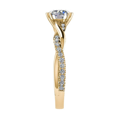 Round Yellow Gold Lab Grown Diamond Set Shoulders - Lester & Brown