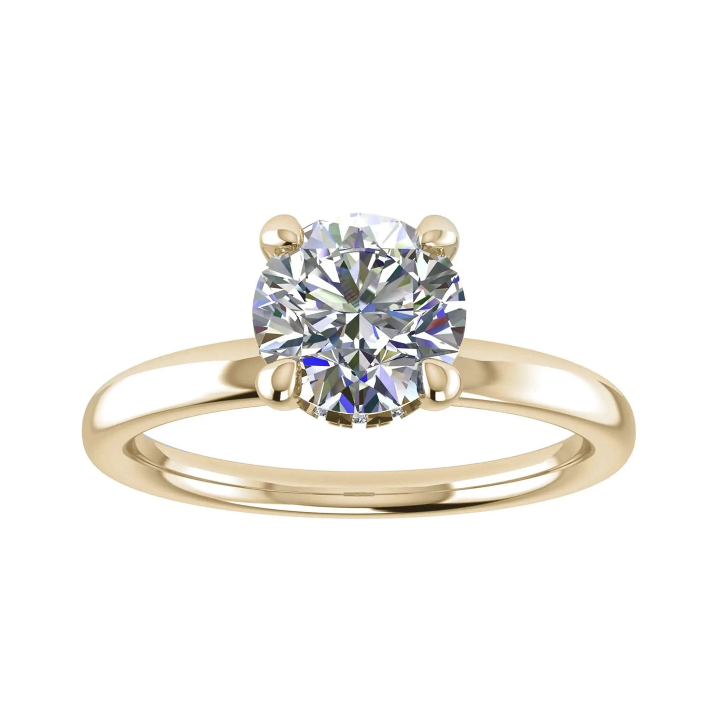 Round Yellow Gold Lab Grown Solitaire (Hidden Halo) - Lester & Brown