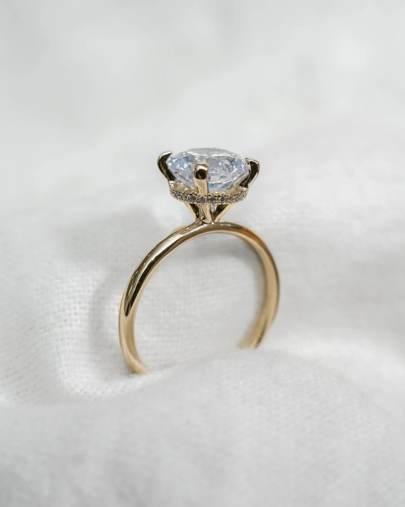 Round Yellow Gold Lab Grown Solitaire (Hidden Halo) - Lester & Brown