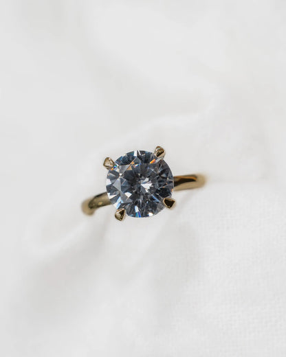 Round Yellow Gold Lab Grown Solitaire (Hidden Halo) - Lester & Brown