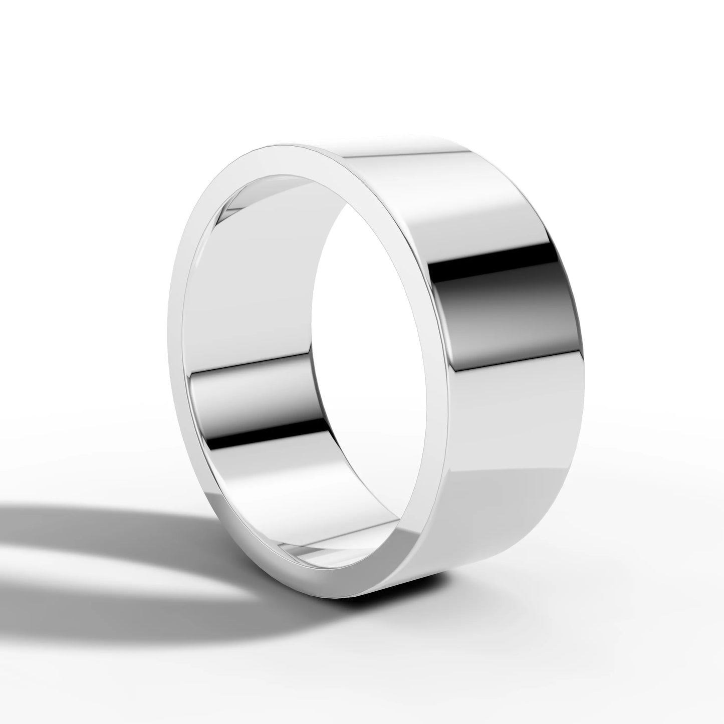 8.00mm Flat Round Wedding Band | 18K White Gold Lester & Brown