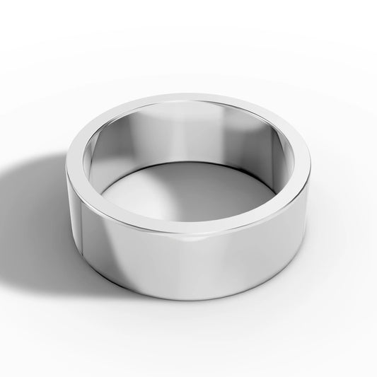 7.00mm Flat Round Wedding Band | 18K White Gold Lester & Brown