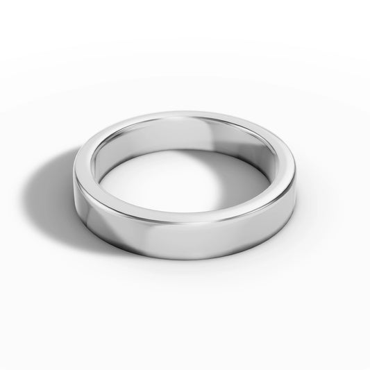 6.00mm Flat Court Wedding Band | 18K White Gold Lester & Brown