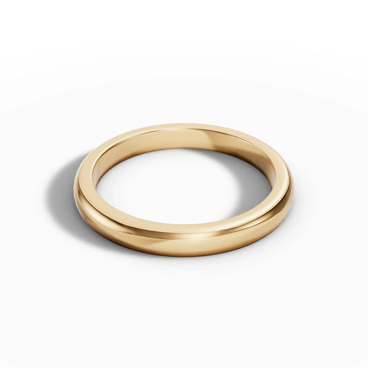 3.00mm D Shape Wedding Band | 18K Yellow Gold Lester & Brown