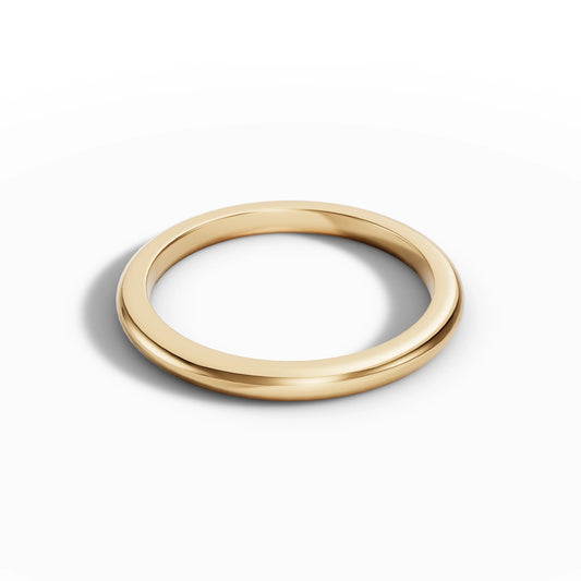 2.00mm D Shape Wedding Band | 18K Yellow Gold Lester & Brown